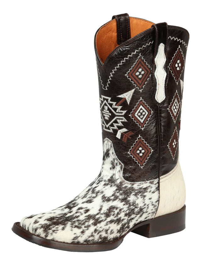 El General Men’s Rodeo Boot - White & Brown Crazy Cowhide Leather 44862 - BELLEZA'S - El General Men’s Rodeo Boot - White & Brown Crazy Cowhide Leather 44862 - CABALLERO - 04486201