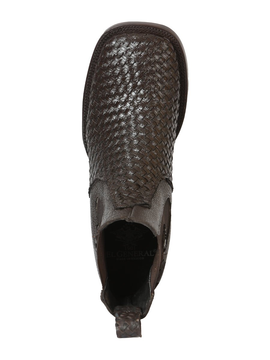 El General Men’s Rodeo Brown Petatillo Woven Ankle Boots 45177 - BELLEZA'S - El General Men’s Rodeo Brown Petatillo Woven Ankle Boots 45177 - CABALLERO - 04517701