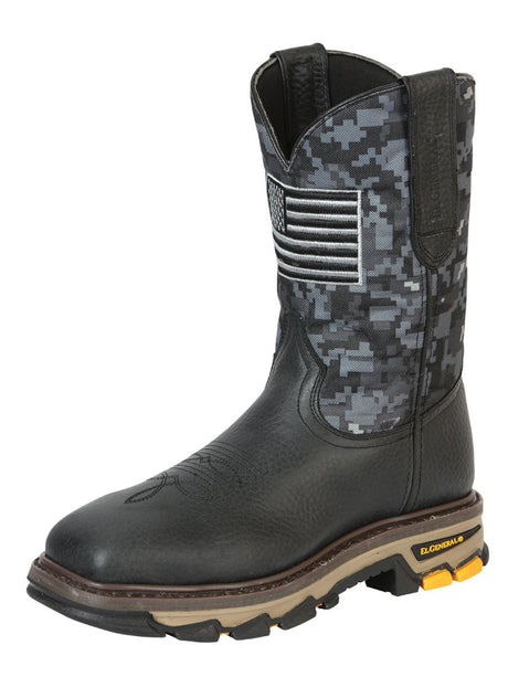 El General Men’s Steel Toe Work Boot - Bull Fight Leather - Black 44774 - BELLEZA'S - El General Men’s Steel Toe Work Boot - Bull Fight Leather - Black 44774 - CABALLERO - 04477401