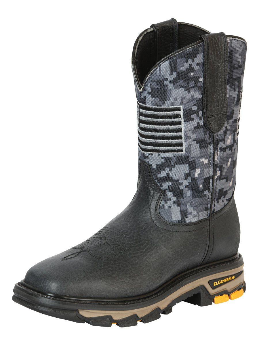 El General Men’s Work Boot - Bull Fight Leather - Black 44756 - BELLEZA'S - El General Men’s Work Boot - Bull Fight Leather - Black 44756 - CABALLERO - 04475601