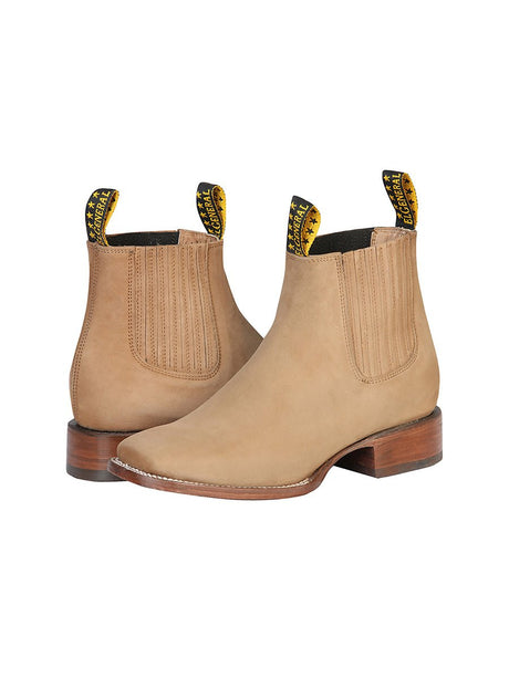 El General Square Toe Ankle Boot - Nobuck Light Brown 126200 - BELLEZA'S - El General Square Toe Ankle Boot - Nobuck Light Brown 126200 - CABALLERO - 12620001