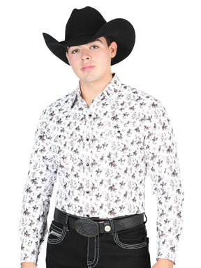 El General Western Shirt - White/Multi 44327 - BELLEZA'S - El General Western Shirt - White/Multi 44327 - CABALLERO - 04432701