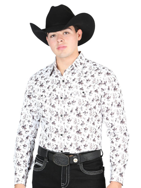 El General Western Shirt - White/Multi 44327 - BELLEZA'S - El General Western Shirt - White/Multi 44327 - CABALLERO - 04432701