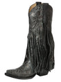 El General Women’s Fringe Western Boots - Black 45796 - BELLEZA'S - El General Women’s Fringe Western Boots - Black 45796 - DAMA - 04579601