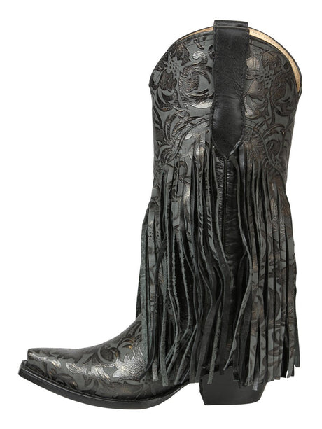 El General Women’s Fringe Western Boots - Black 45796 - BELLEZA'S - El General Women’s Fringe Western Boots - Black 45796 - DAMA - 04579601