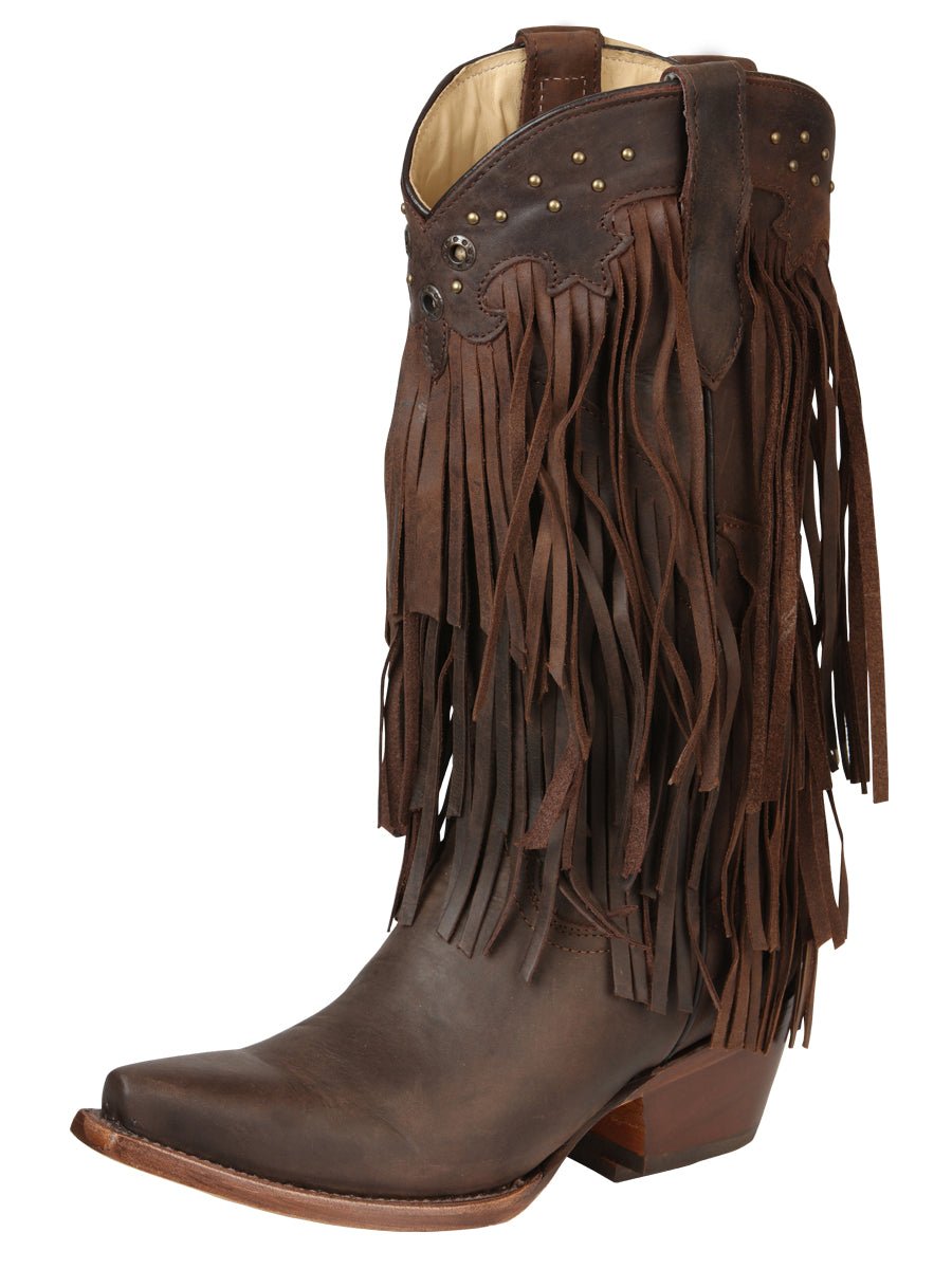 El General Women’s Fringe Western Boots - Choco 45795 - BELLEZA'S - El General Women’s Fringe Western Boots - Choco 45795 - DAMA - 04579501