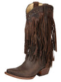 El General Women’s Fringe Western Boots - Choco 45795 - BELLEZA'S - El General Women’s Fringe Western Boots - Choco 45795 - DAMA - 04579501