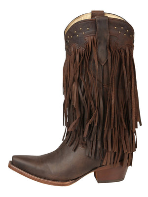 El General Women’s Fringe Western Boots - Choco 45795 - BELLEZA'S - El General Women’s Fringe Western Boots - Choco 45795 - DAMA - 04579501