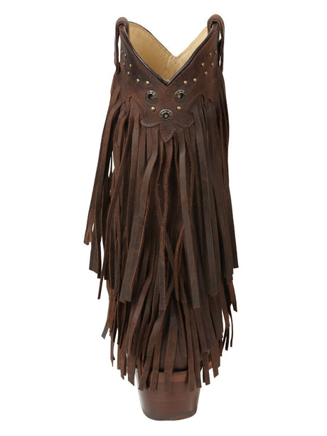 El General Women’s Fringe Western Boots - Choco 45795 - BELLEZA'S - El General Women’s Fringe Western Boots - Choco 45795 - DAMA - 04579501