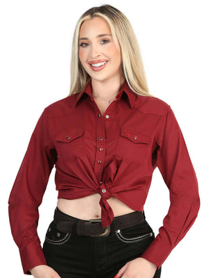 El General Women’s Long Sleeve Western Shirt - Burgundy Stretch 45622 - BELLEZA'S - El General Women’s Long Sleeve Western Shirt - Burgundy Stretch 45622 - DAMA - 04562201