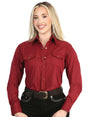 El General Women’s Long Sleeve Western Shirt - Burgundy Stretch 45622 - BELLEZA'S - El General Women’s Long Sleeve Western Shirt - Burgundy Stretch 45622 - DAMA - 04562201