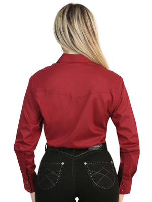 El General Women’s Long Sleeve Western Shirt - Burgundy Stretch 45622 - BELLEZA'S - El General Women’s Long Sleeve Western Shirt - Burgundy Stretch 45622 - DAMA - 04562201