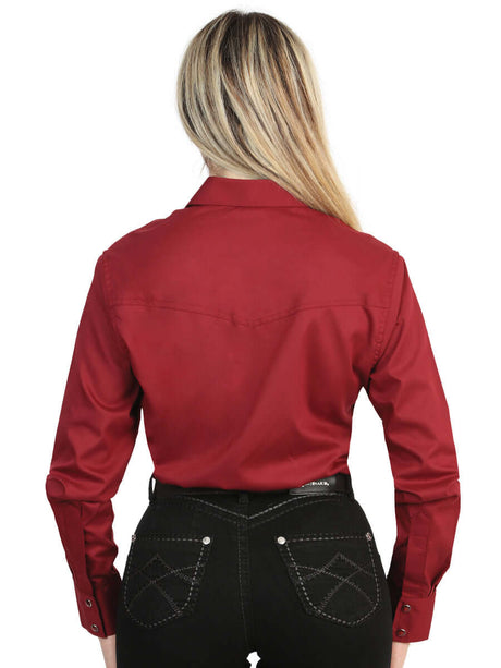 El General Women’s Long Sleeve Western Shirt - Burgundy Stretch 45622 - BELLEZA'S - El General Women’s Long Sleeve Western Shirt - Burgundy Stretch 45622 - DAMA - 04562201