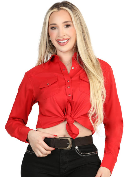 El General Women’s Long Sleeve Western Shirt - Red Stretch 45620 - BELLEZA'S - El General Women’s Long Sleeve Western Shirt - Red Stretch 45620 - DAMA - 04562001