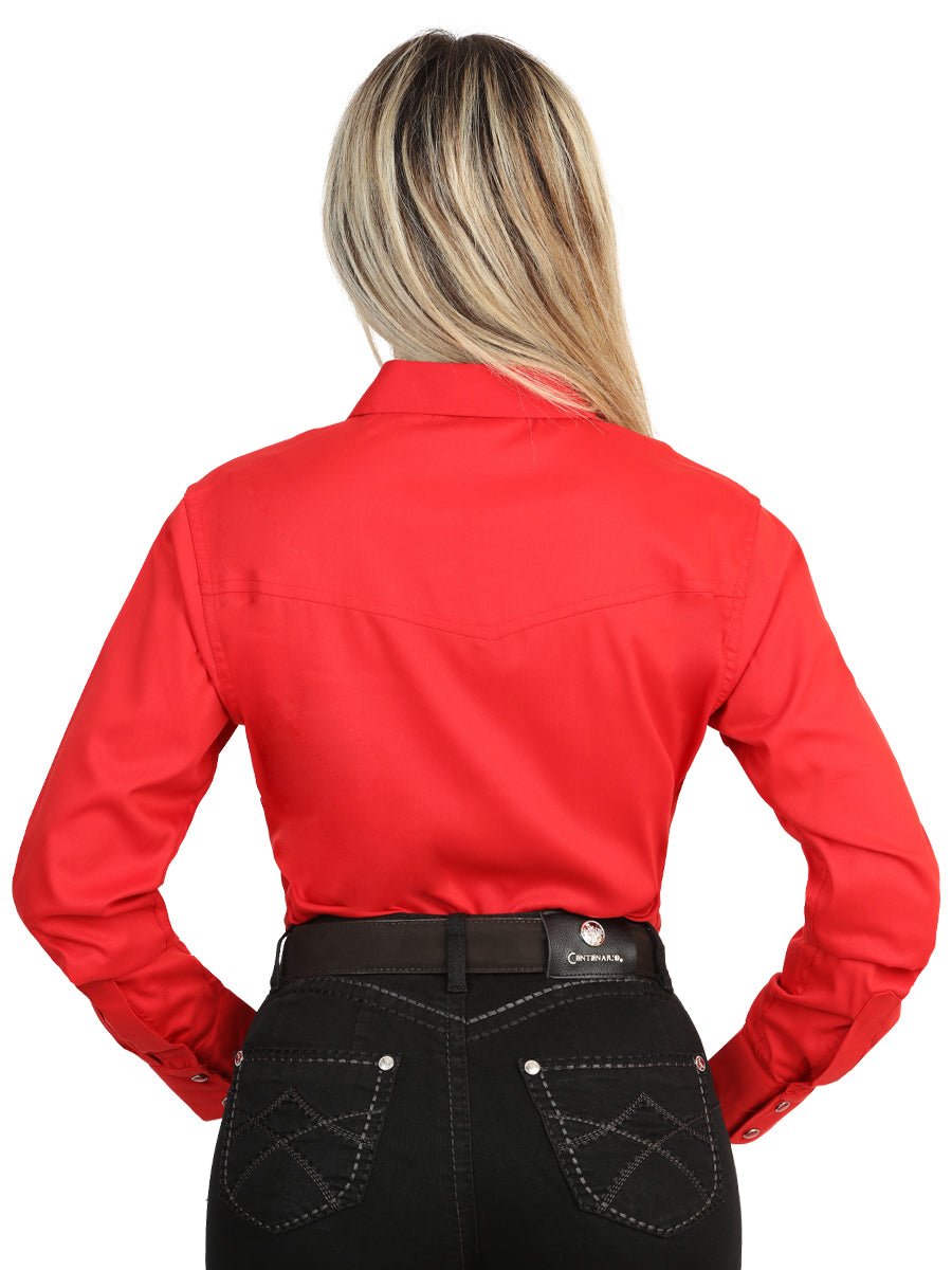 El General Women’s Long Sleeve Western Shirt - Red Stretch 45620 - BELLEZA'S - El General Women’s Long Sleeve Western Shirt - Red Stretch 45620 - DAMA - 04562001