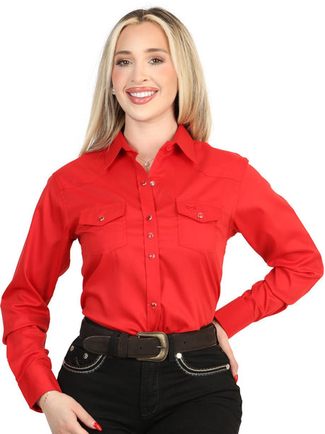 El General Women’s Long Sleeve Western Shirt - Red Stretch 45620 - BELLEZA'S - El General Women’s Long Sleeve Western Shirt - Red Stretch 45620 - DAMA - 04562001