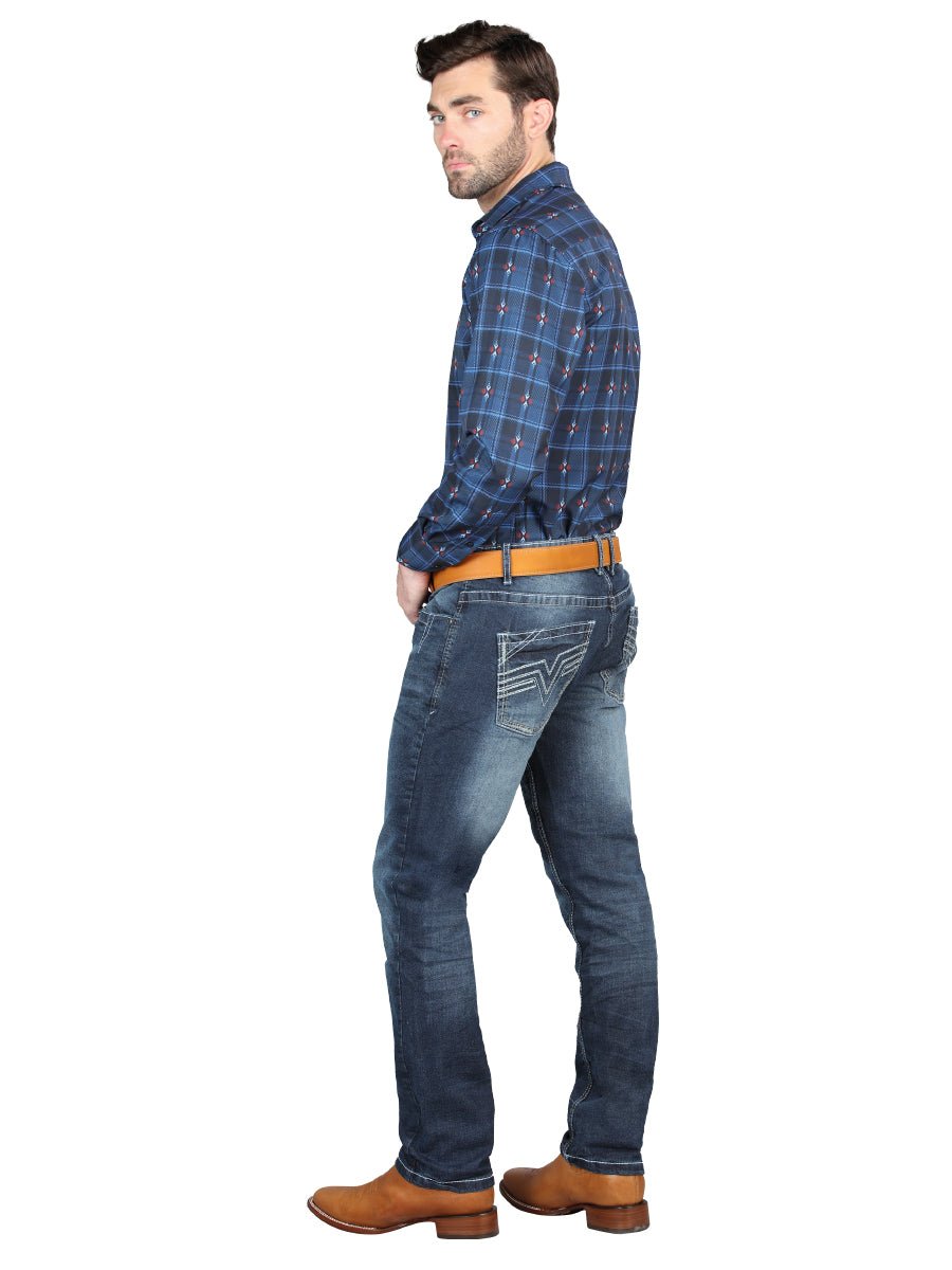 El Norteño Medium Blue Skinny Stretch Pants 126631 - BELLEZA'S - El Norteño Medium Blue Skinny Stretch Pants 126631 - CABALLERO - 12663101