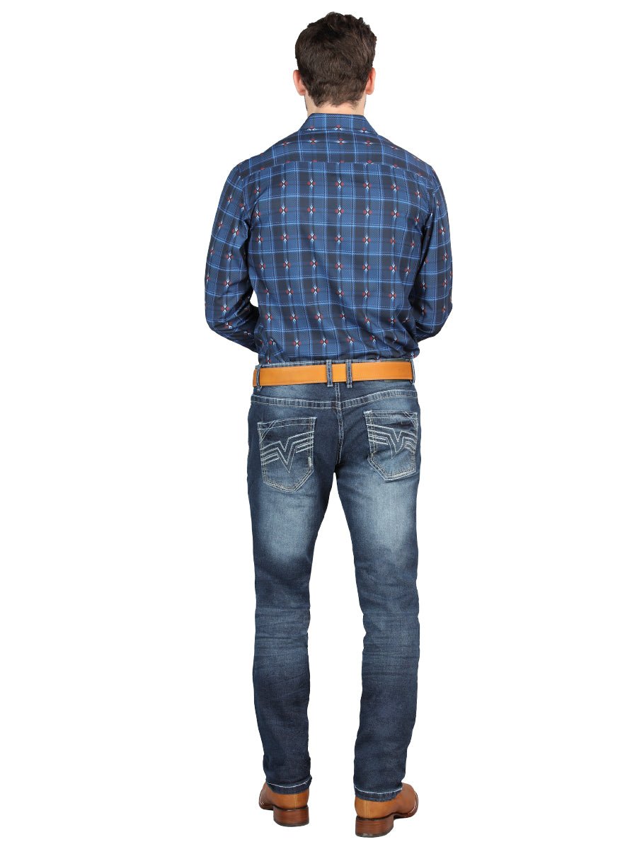 El Norteño Medium Blue Skinny Stretch Pants 126631 - BELLEZA'S - El Norteño Medium Blue Skinny Stretch Pants 126631 - CABALLERO - 12663101