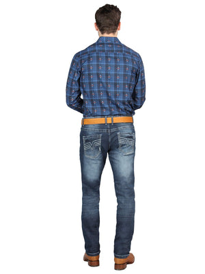 El Norteño Medium Blue Skinny Stretch Pants 126631 - BELLEZA'S - El Norteño Medium Blue Skinny Stretch Pants 126631 - CABALLERO - 12663101