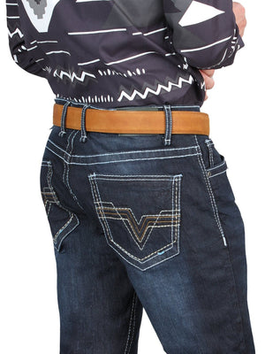 El Norteño Skinny Stretch Denim Pants In Dark Blue 126635 - BELLEZA'S - El Norteño Skinny Stretch Denim Pants In Dark Blue 126635 - CABALLERO - 12663501