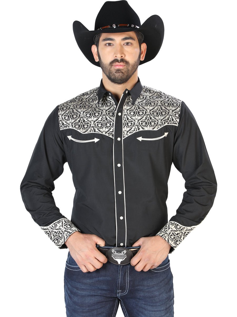 El Señor de los Cielos Embroidery Shirt Black/Beige 126704 - BELLEZA'S - El Señor de los Cielos Embroidery Shirt Black/Beige 126704 - CABALLERO - 12670401