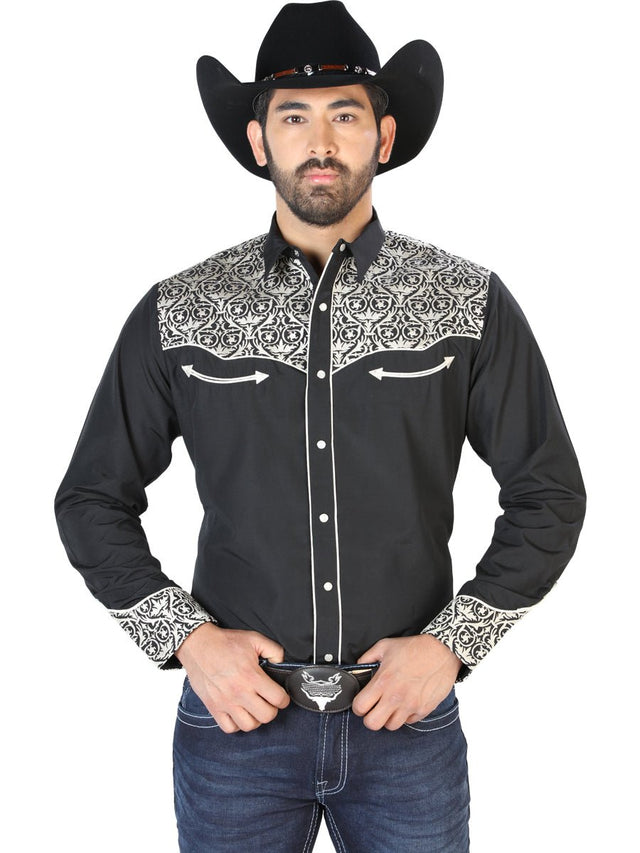 El Señor de los Cielos Embroidery Shirt Black/Beige 126704 - BELLEZA'S - El Señor de los Cielos Embroidery Shirt Black/Beige 126704 - CABALLERO - 12670401