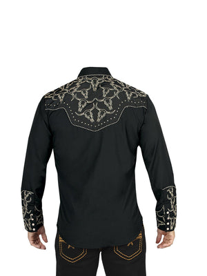 El Señor De Los Cielos Embroidery Shirt Black/Gold 44338 - BELLEZA'S - El Señor De Los Cielos Embroidery Shirt Black/Gold 44338 - CABALLERO - 04433801