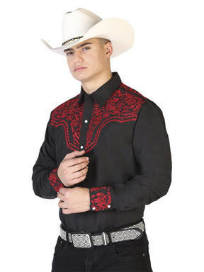 El Señor de los Cielos Embroidery Shirt Black/Red 43301 - BELLEZA'S - El Señor de los Cielos Embroidery Shirt Black/Red 43301 - CABALLERO - 04330101
