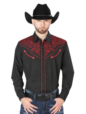 El Señor de los Cielos Embroidery Shirt Black/Red 44187 - BELLEZA'S - El Señor de los Cielos Embroidery Shirt Black/Red 44187 - CABALLERO - 04418701