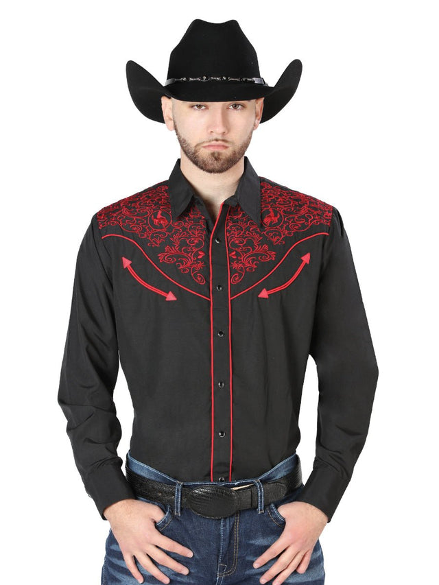 El Señor de los Cielos Embroidery Shirt Black/Red 44187 - BELLEZA'S - El Señor de los Cielos Embroidery Shirt Black/Red 44187 - CABALLERO - 04418701