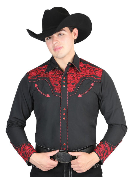 El Señor De Los Cielos Embroidery Shirt Black/Red 44335 - BELLEZA'S - El Señor De Los Cielos Embroidery Shirt Black/Red 44335 - CABALLERO - 04433501