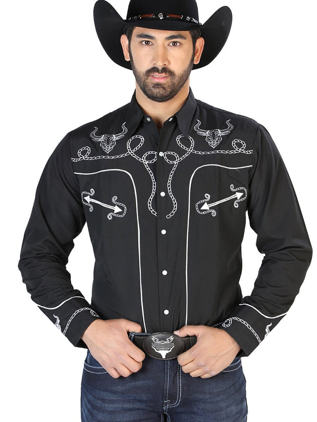El Señor de los Cielos Embroidery Shirt Black/White 126711 - BELLEZA'S - El Señor de los Cielos Embroidery Shirt Black/White 126711 - CABALLERO - 12671101