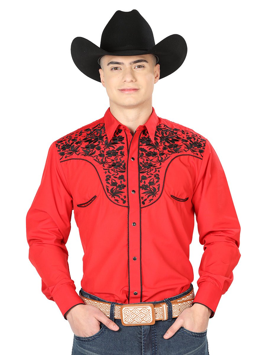 El Señor de los Cielos Embroidery Shirt Red/Black 43298 - BELLEZA'S - El Señor de los Cielos Embroidery Shirt Red/Black 43298 - CABALLERO - 04329801