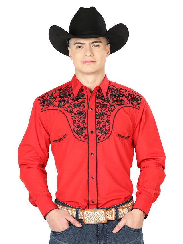 El Señor de los Cielos Embroidery Shirt Red/Black 43298 - BELLEZA'S - El Señor de los Cielos Embroidery Shirt Red/Black 43298 - CABALLERO - 04329801