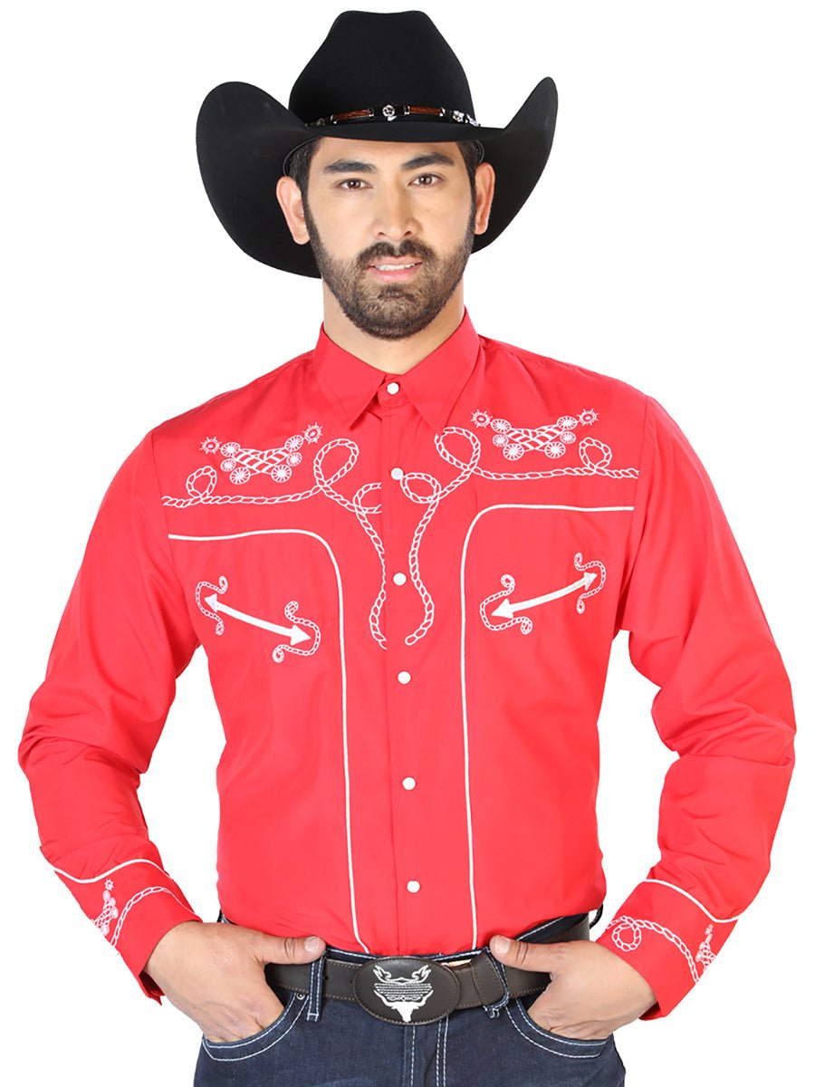 El Señor de los Cielos Embroidery Shirt Red/White 126719 - BELLEZA'S - El Señor de los Cielos Embroidery Shirt Red/White 126719 - CABALLERO - 12671901