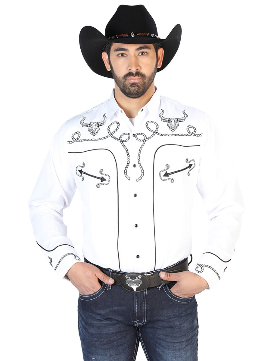 El Señor de los Cielos Embroidery Shirt White/Black 126712 - BELLEZA'S - El Señor de los Cielos Embroidery Shirt White/Black 126712 - CABALLERO - 12671201