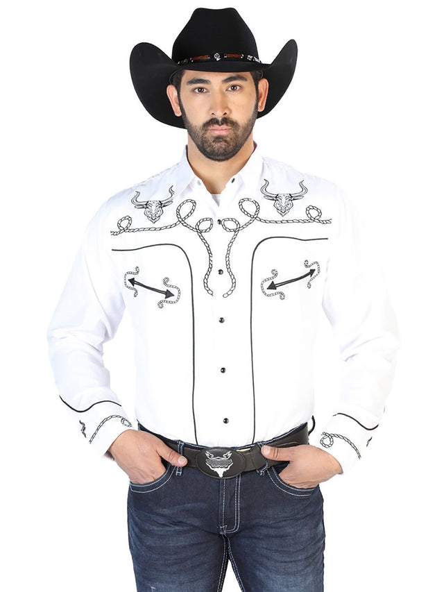 El Señor de los Cielos Embroidery Shirt White/Black 126712 - BELLEZA'S - El Señor de los Cielos Embroidery Shirt White/Black 126712 - CABALLERO - 12671201