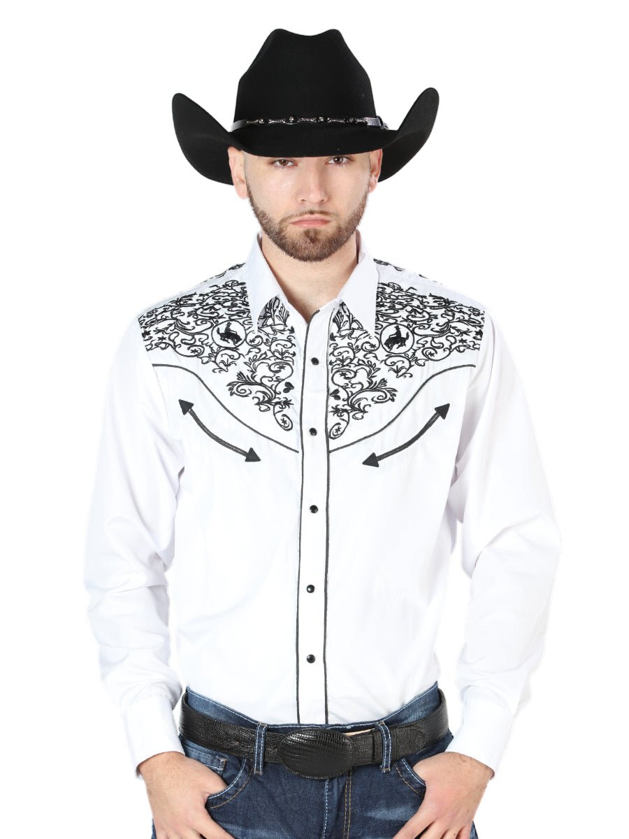 El Señor de los Cielos Embroidery Shirt White/Black 44188 - BELLEZA'S - El Señor de los Cielos Embroidery Shirt White/Black 44188 - CABALLERO - 04418801