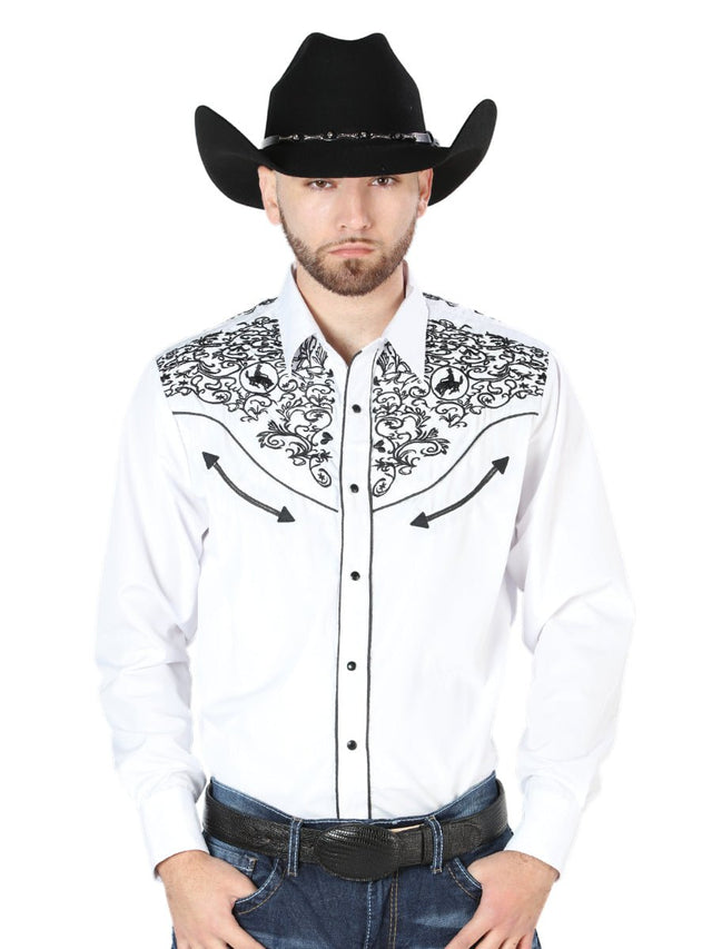 El Señor de los Cielos Embroidery Shirt White/Black 44188 - BELLEZA'S - El Señor de los Cielos Embroidery Shirt White/Black 44188 - CABALLERO - 04418801