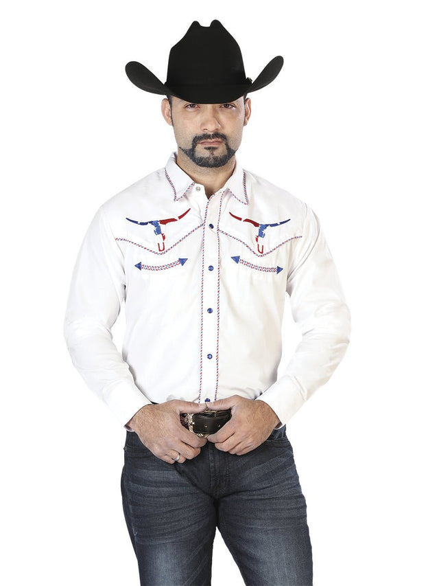El Señor de los Cielos Embroidery Shirt White/Red 126672 - BELLEZA'S - El Señor de los Cielos Embroidery Shirt White/Red 126672 - CABALLERO - 12667201