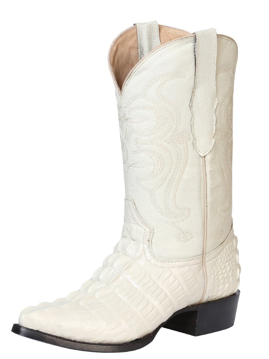 El Señor de los Cielos Men’s Western Boot - Caiman Tail Print Leather - Bone 40845 - BELLEZA'S - El Señor de los Cielos Men’s Western Boot - Caiman Tail Print Leather - Bone 40845 - CABALLERO - 04084501