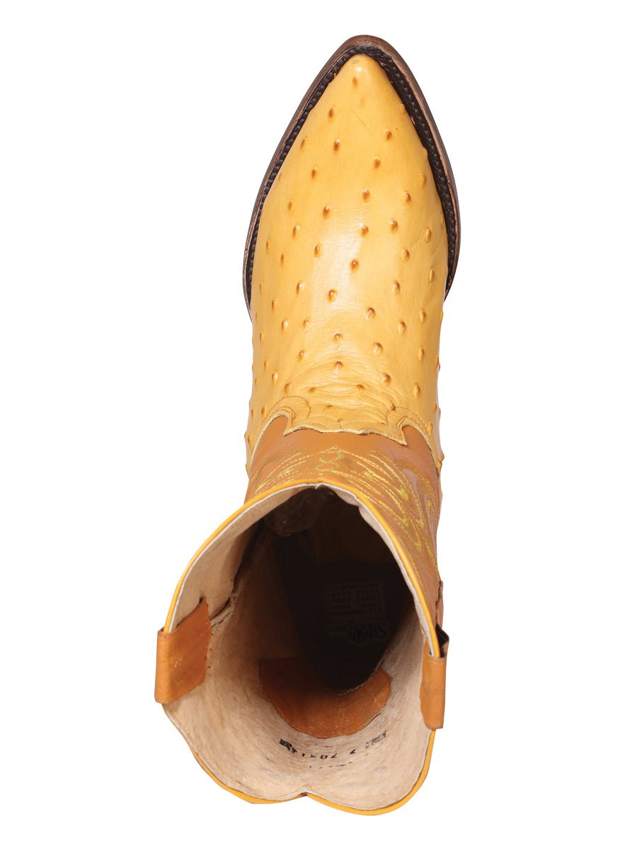 El Señor de los Cielos Men’s Western Boot - Ostrich Print Leather - Butter 40837 - BELLEZA'S - El Señor de los Cielos Men’s Western Boot - Ostrich Print Leather - Butter 40837 - CABALLERO - 04083701