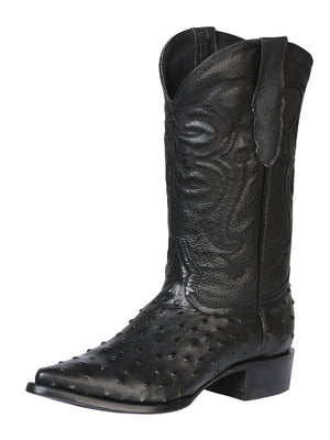 El Señor de los Cielos Men’s Western Boots - Imitation Ostrich Leather - Black 40836 - BELLEZA'S - El Señor de los Cielos Men’s Western Boots - Imitation Ostrich Leather - Black 40836 - CABALLERO - 04083601