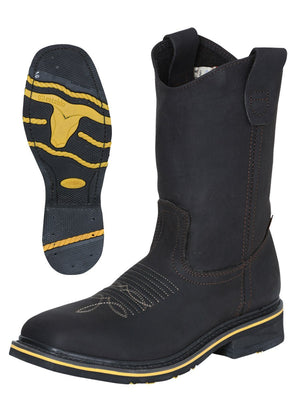Establo Men’s Rodeo Boot - Crazy Leather Chocolate with Steel Toe 41545 - BELLEZA'S - Establo Men’s Rodeo Boot - Crazy Leather Chocolate with Steel Toe 41545 - CABALLERO - 04154501