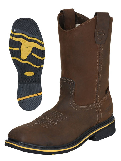 Establo Men’s Rodeo Boot - Crazy Leather Tan with Steel Toe 41544 - BELLEZA'S - Establo Men’s Rodeo Boot - Crazy Leather Tan with Steel Toe 41544 - CABALLERO - 04154401