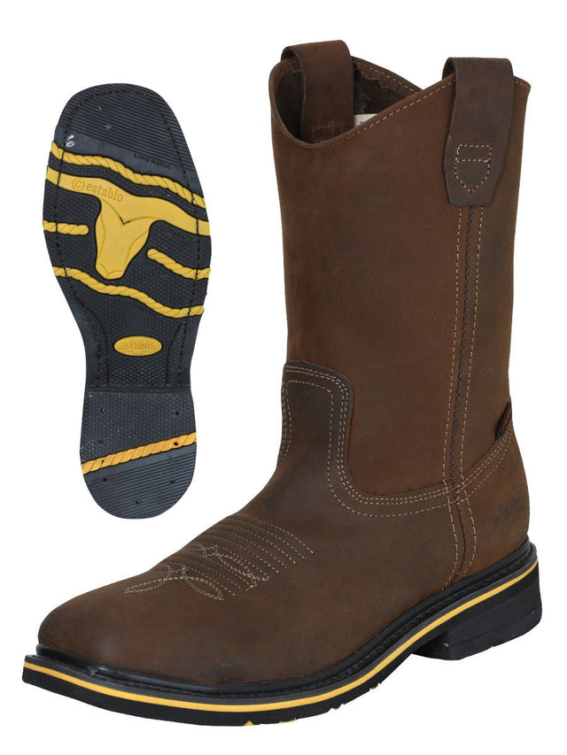 Establo Men’s Rodeo Boot - Crazy Leather Tan with Steel Toe 41544 - BELLEZA'S - Establo Men’s Rodeo Boot - Crazy Leather Tan with Steel Toe 41544 - CABALLERO - 04154401