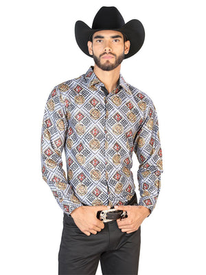 Gold And White Casual Long Sleeve Shirt 43790 - BELLEZA'S - Gold And White Casual Long Sleeve Shirt 43790 - CABALLERO - 04379001
