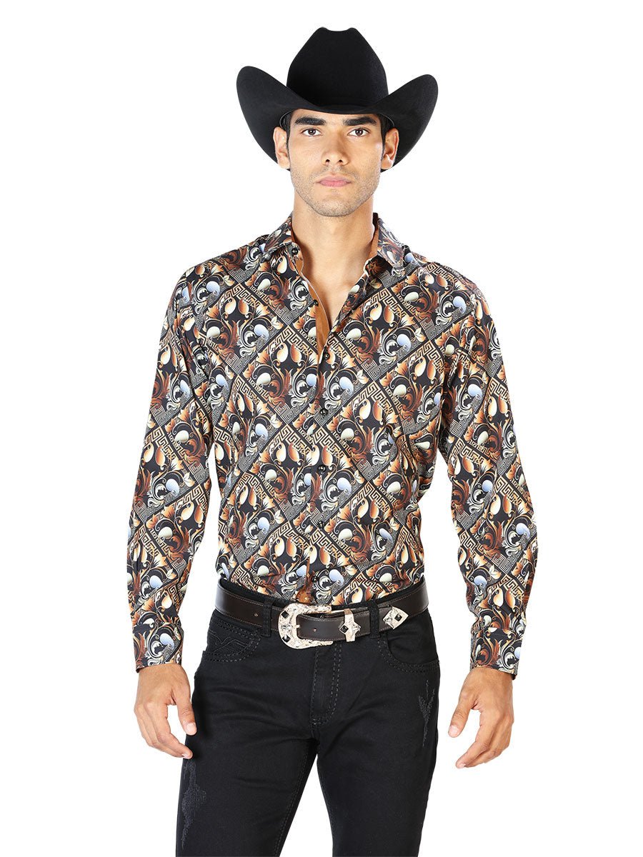Gold Casual Long Sleeve Shirt 43555 - BELLEZA'S - Gold Casual Long Sleeve Shirt 43555 - CABALLERO - 04355501