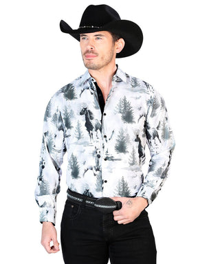 Gray And Black Casual Long Sleeve Shirt 43688 - BELLEZA'S - Gray And Black Casual Long Sleeve Shirt 43688 - CABALLERO - 04368801
