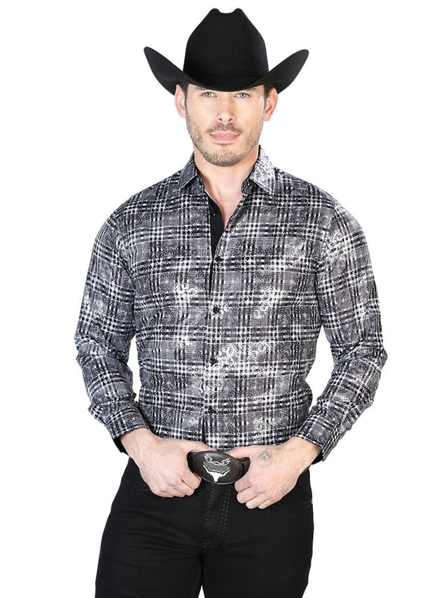 Gray Casual Long Sleeve Shirt 43855 - BELLEZA'S - Gray Casual Long Sleeve Shirt 43855 - CABALLERO - 04385501